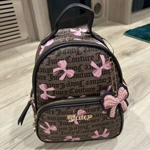 NWT Juicy Couture Brown and Pink Bow Backpack